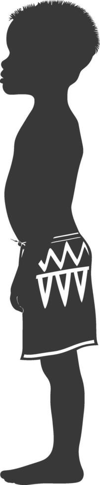 Silhouette native African tribe little boy black color only vector
