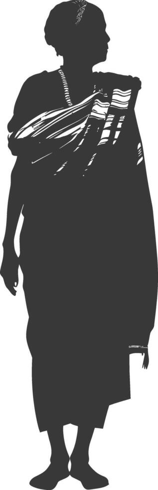 Silhouette native African tribe elderly woman black color only vector