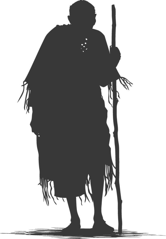 Silhouette native African tribe elderly woman black color only vector