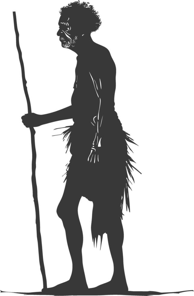 Silhouette native African tribe elderly man black color only vector