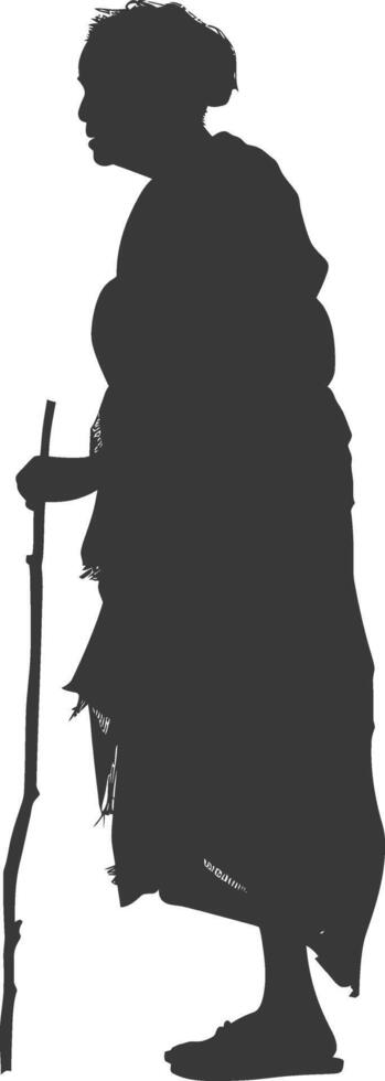 Silhouette native African tribe elderly woman black color only vector