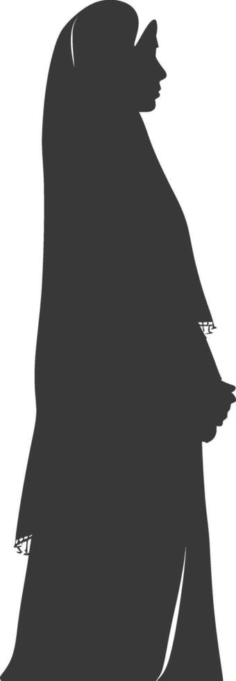 Silhouette muslim woman black color only vector