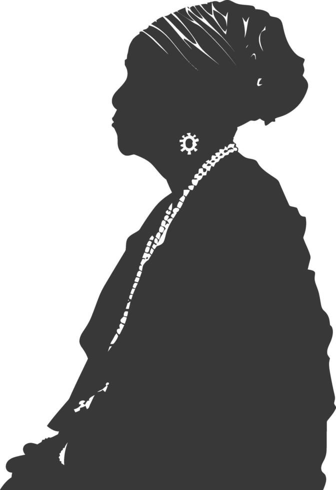 Silhouette native African tribe elderly woman black color only vector