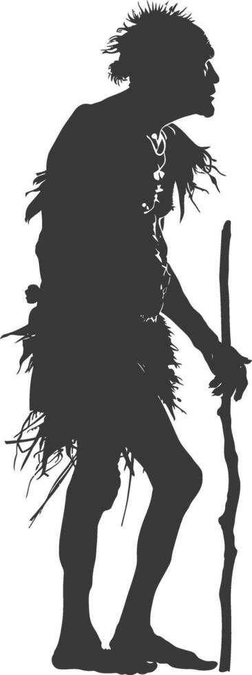 Silhouette native African tribe elderly man black color only vector