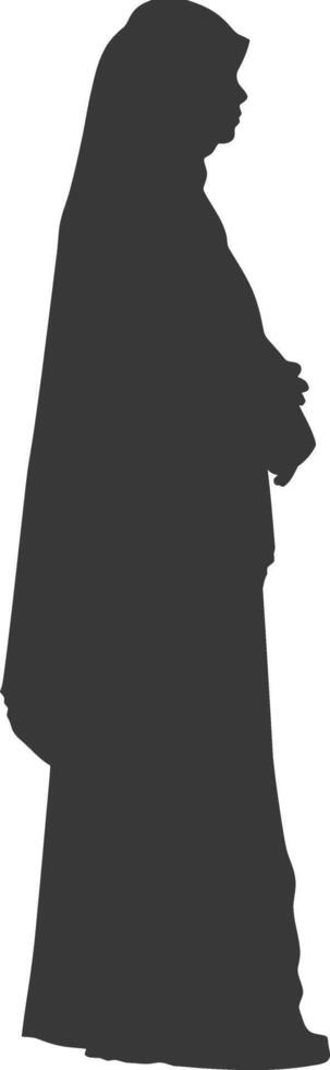 Silhouette muslim woman black color only vector