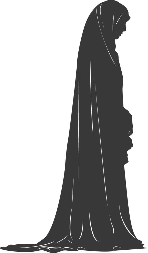 Silhouette muslim woman black color only vector