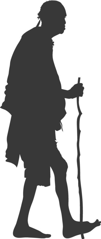 Silhouette native African tribe elderly man black color only vector