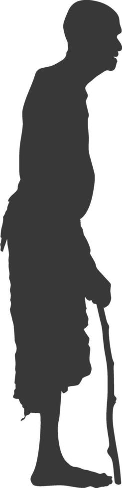 Silhouette native African tribe elderly man black color only vector