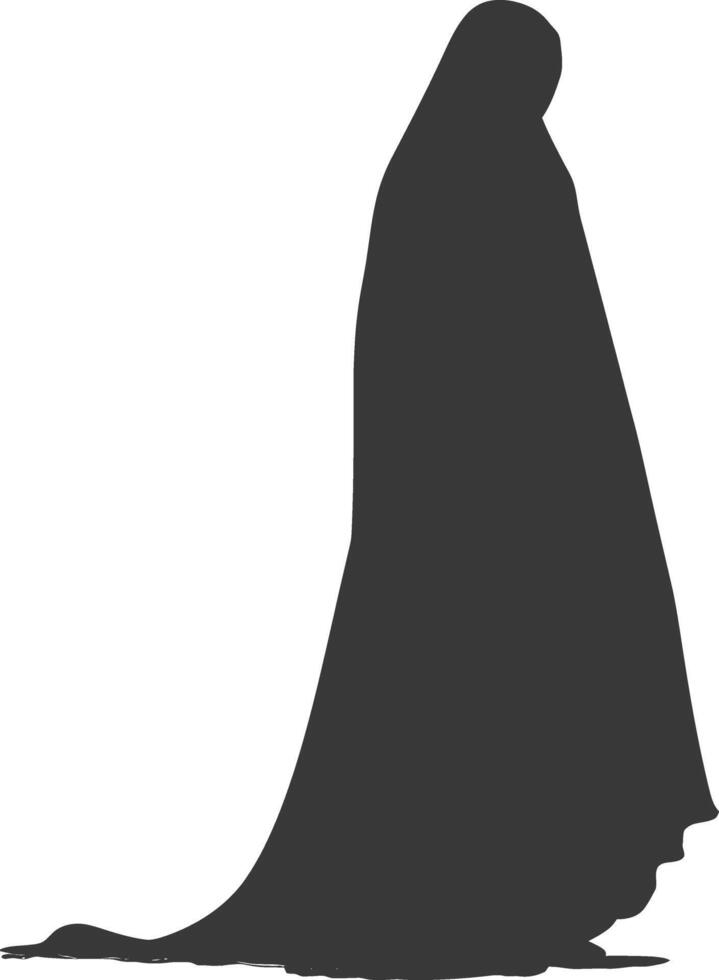 Silhouette muslim woman black color only vector