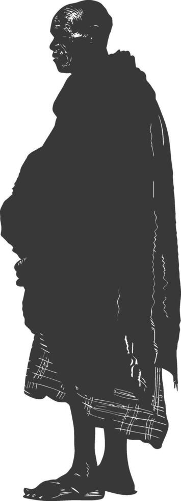Silhouette native African tribe elderly man black color only vector