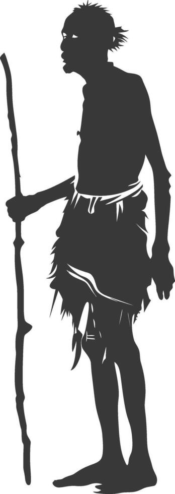 Silhouette native African tribe elderly man black color only vector