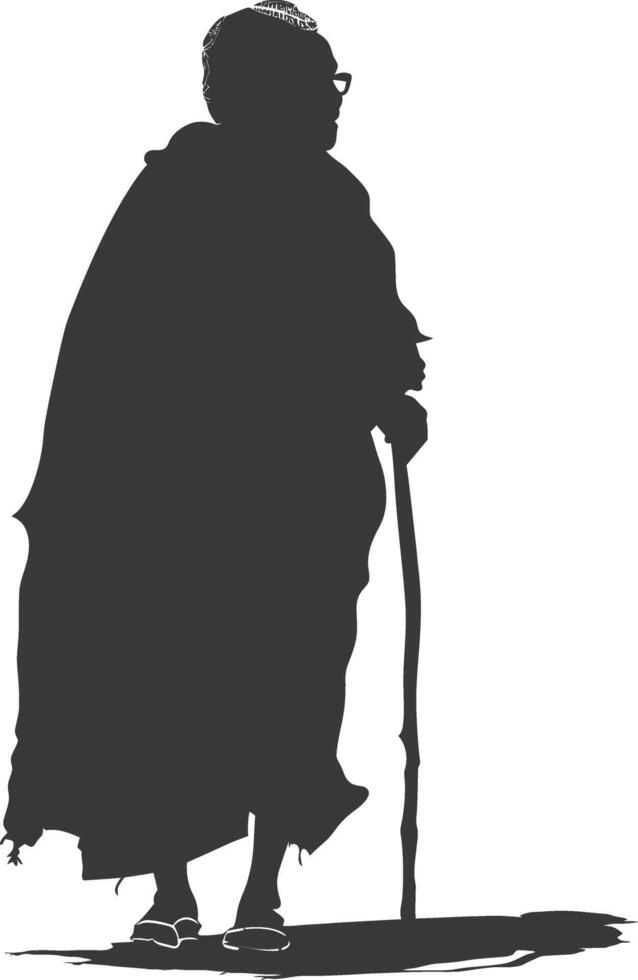 Silhouette native African tribe elderly woman black color only vector