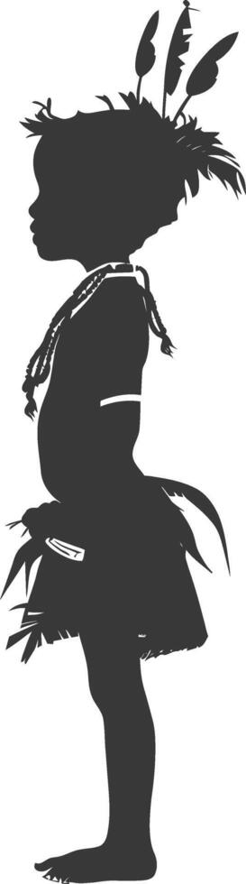 Silhouette native African tribe little girl black color only vector