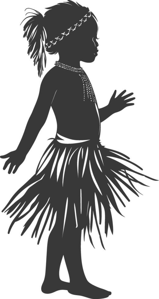 Silhouette native African tribe little girl black color only vector