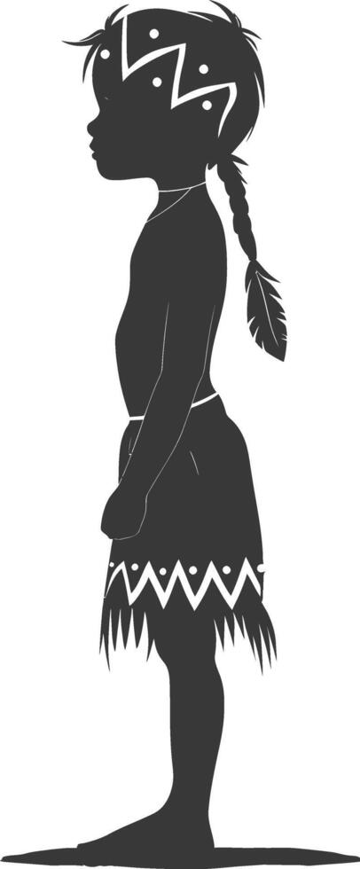 Silhouette native African tribe little girl black color only vector