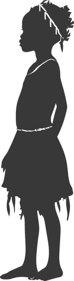 Silhouette native African tribe little girl black color only vector
