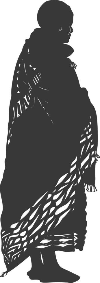 Silhouette native African tribe elderly woman black color only vector
