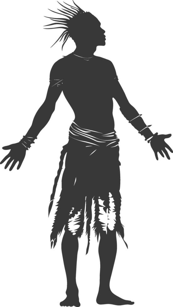 Silhouette native African tribe man black color only vector