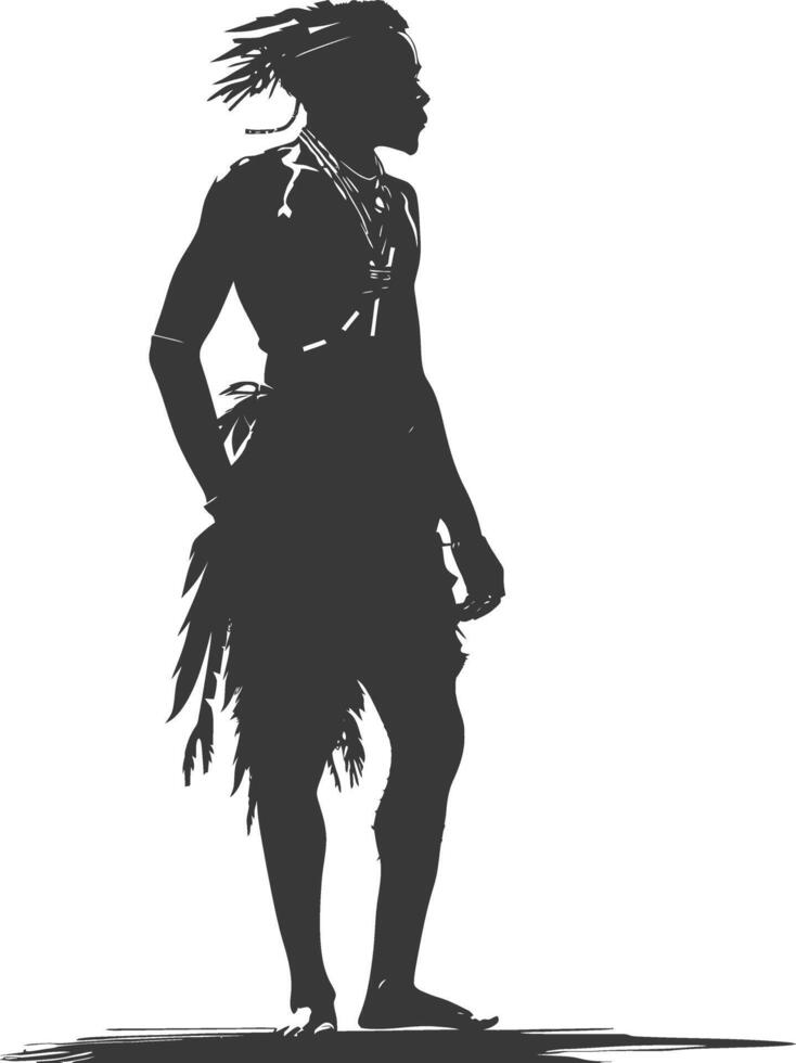 Silhouette native African tribe man black color only vector
