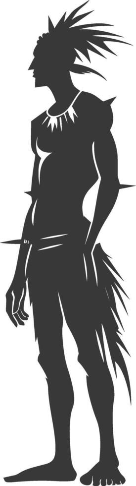 Silhouette native African tribe man black color only vector