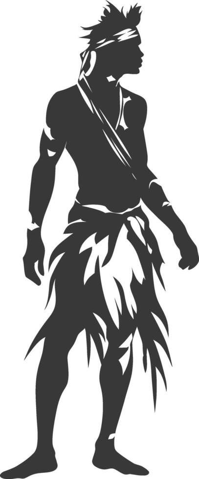 Silhouette native African tribe man black color only vector