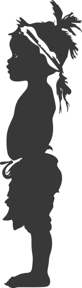 Silhouette native African tribe little girl black color only vector