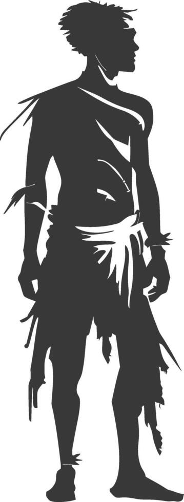 Silhouette native African tribe man black color only vector