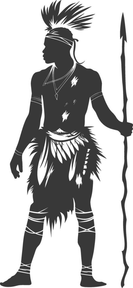 Silhouette native African tribe man black color only vector