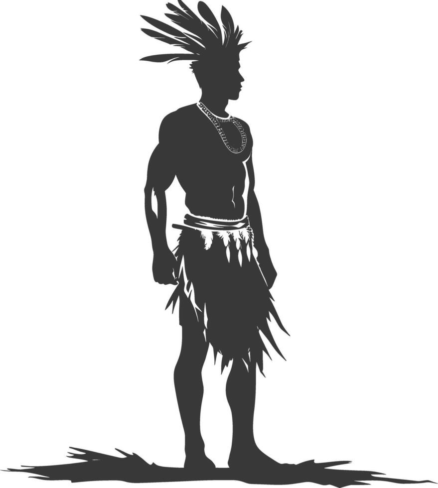 Silhouette native African tribe man black color only vector