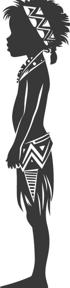 Silhouette native African tribe little girl black color only vector
