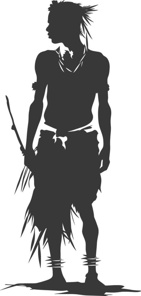 Silhouette native African tribe man black color only vector