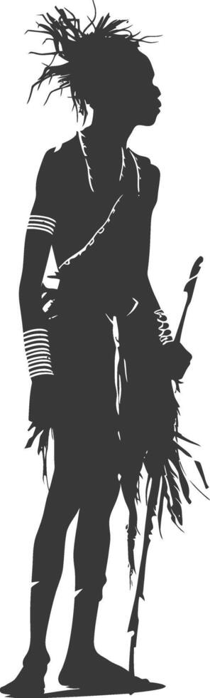 Silhouette native African tribe man black color only vector
