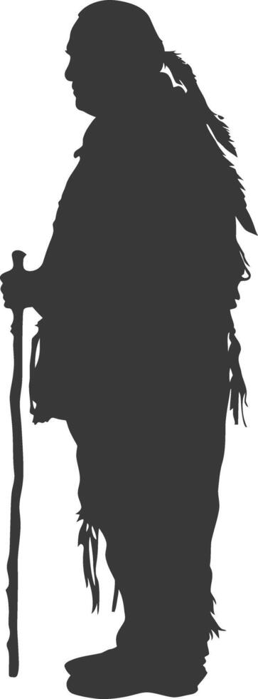 Silhouette native american elderly man black color only vector