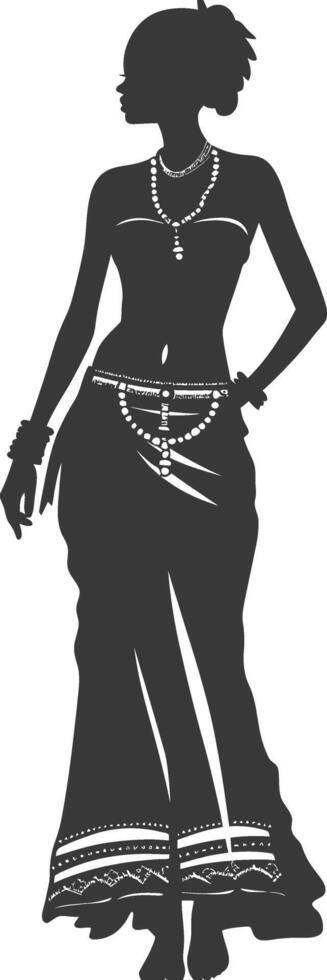 Silhouette native African tribe woman black color only vector