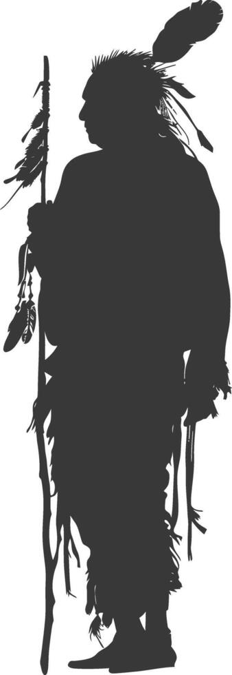 Silhouette native american elderly man black color only vector
