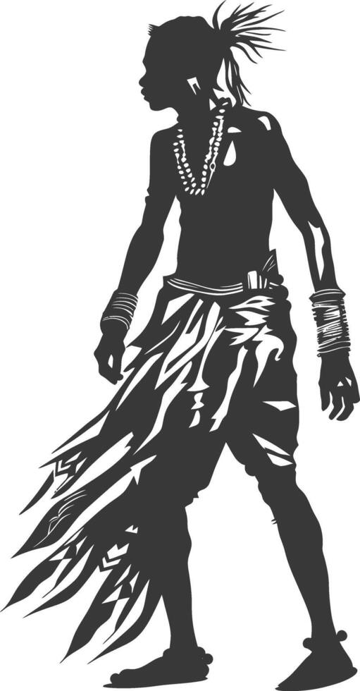 Silhouette native African tribe man black color only vector