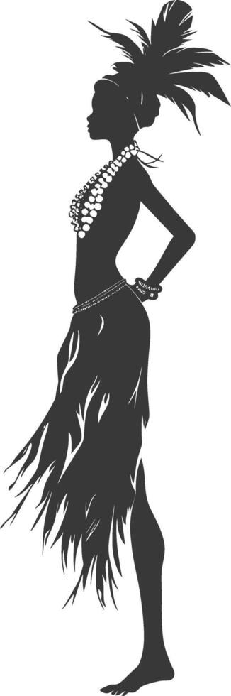 Silhouette native African tribe woman black color only vector