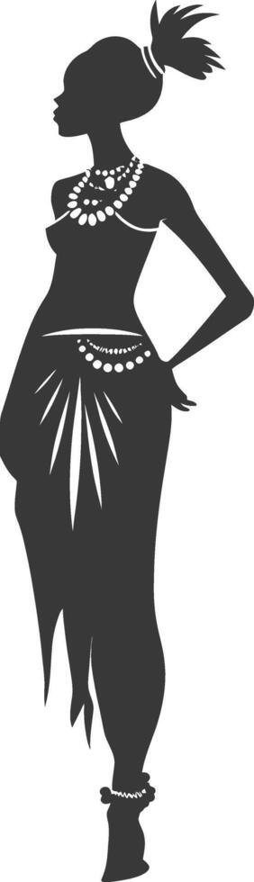 Silhouette native African tribe woman black color only vector
