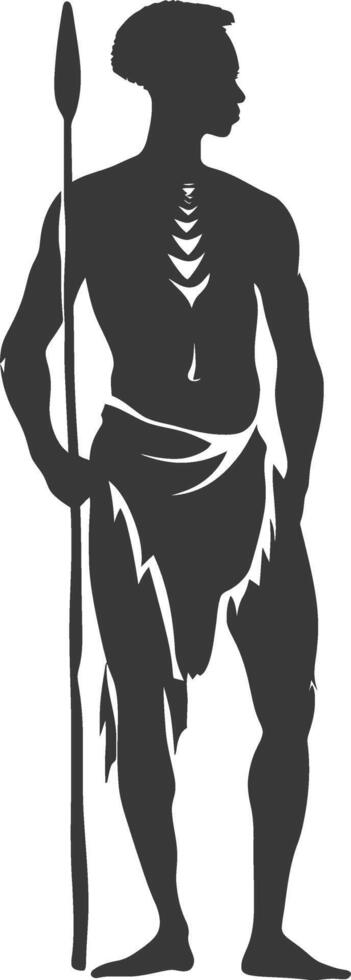 Silhouette native African tribe man black color only vector