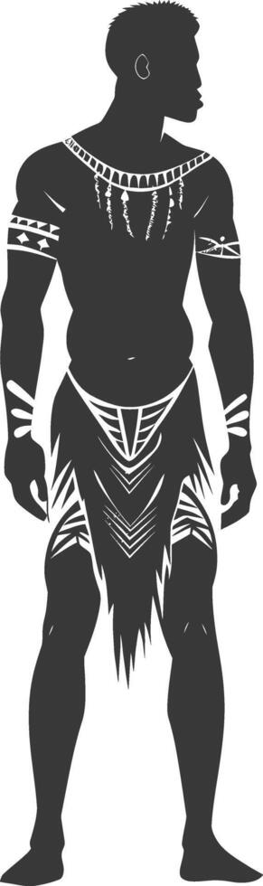 Silhouette native African tribe man black color only vector