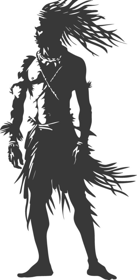 Silhouette native African tribe man black color only vector