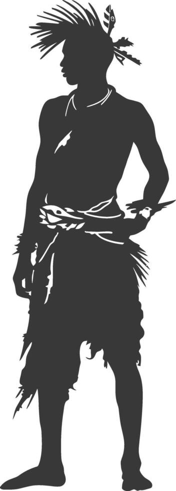 Silhouette native African tribe man black color only vector