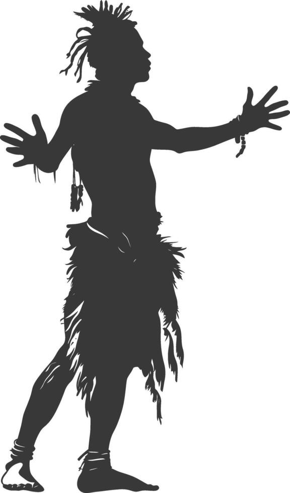 Silhouette native African tribe man black color only vector