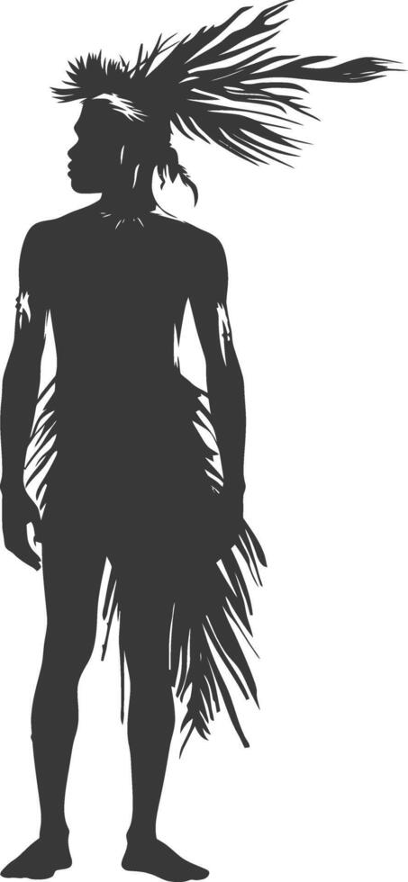 Silhouette native African tribe man black color only vector