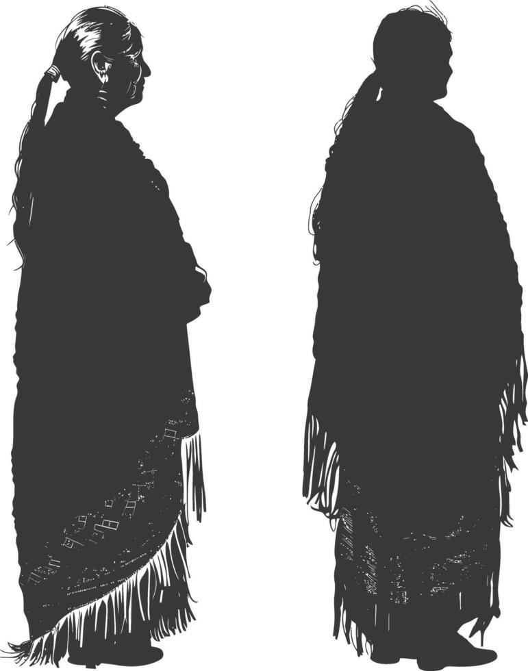 silhouette native american elderly woman black color only vector