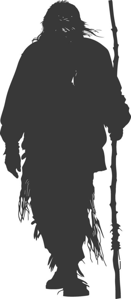 Silhouette native american elderly man black color only vector