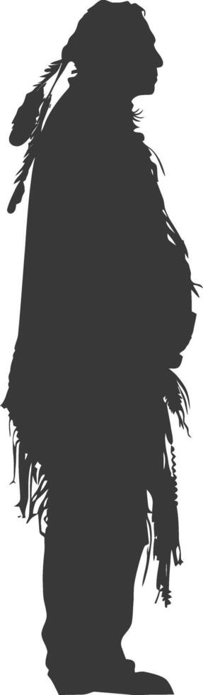 Silhouette native american elderly man black color only vector