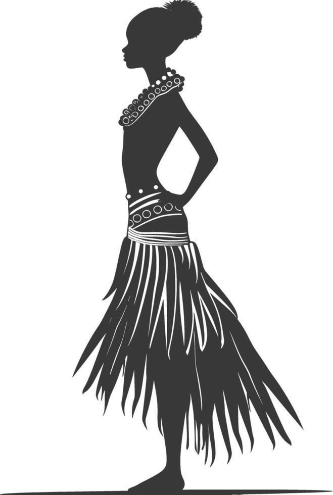 Silhouette native African tribe woman black color only vector