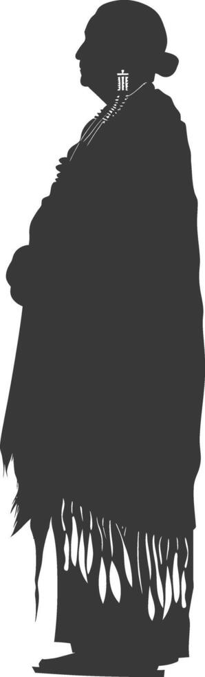 silhouette native american elderly woman black color only vector