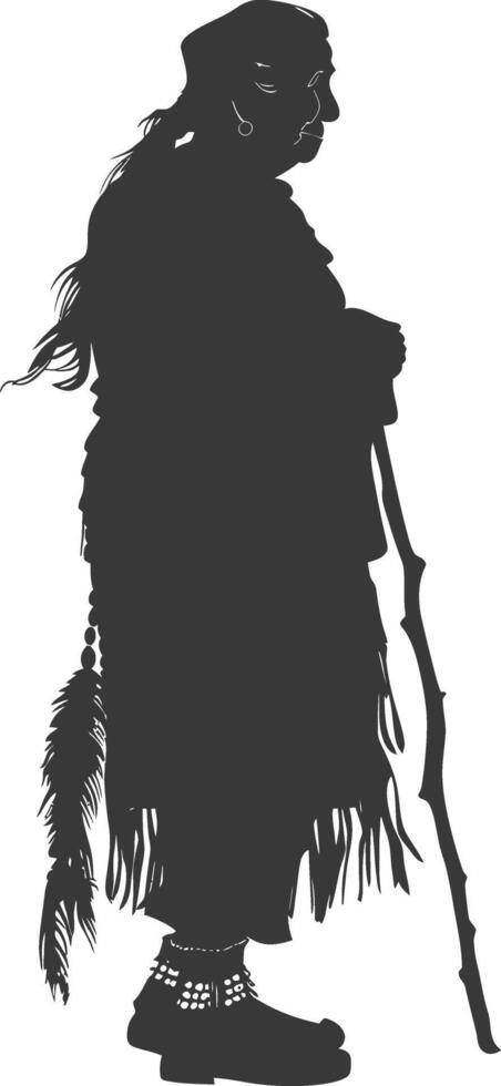 silhouette native american elderly woman black color only vector